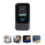 ראוטר נייד 5G עם סוללת תצוגה LCD וטעינה USB TYPE-C. פתרון אינטרנט מהיר ונטען, אידיאלי לנוודים דיגיטליים ונסיעות.